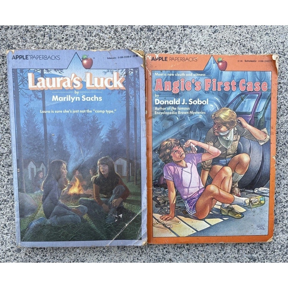 Vintage Teen YA Books Apple Paperback Set Of 2 Laura's Luck Angie's First Case